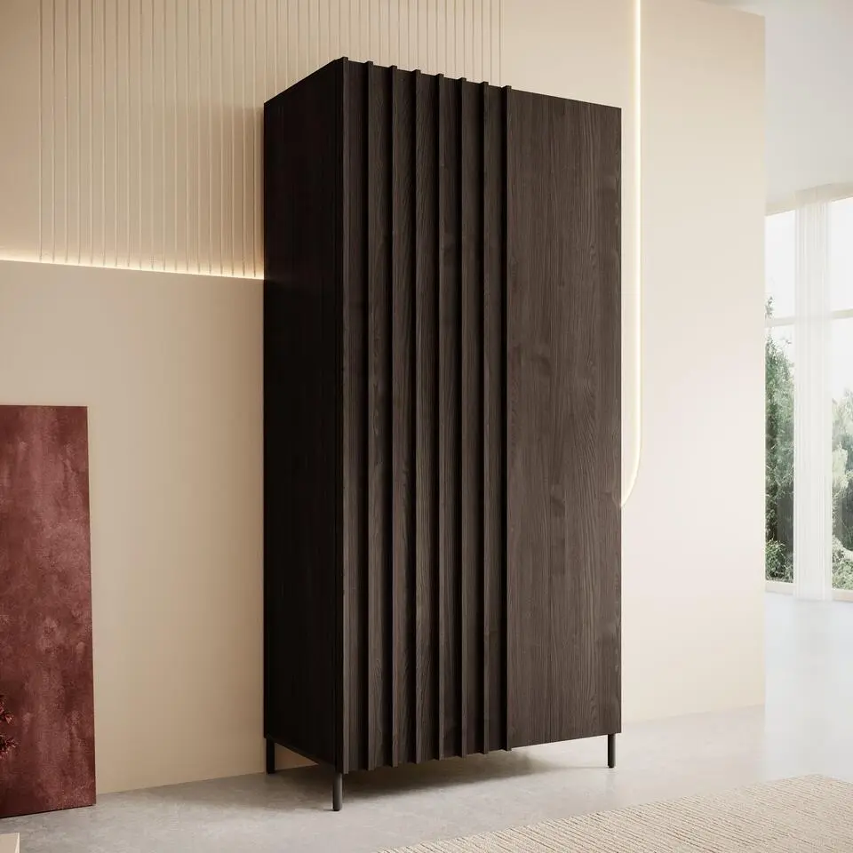 Meubella - Kledingkast Paz - Donkerbruin eiken - 92 cm