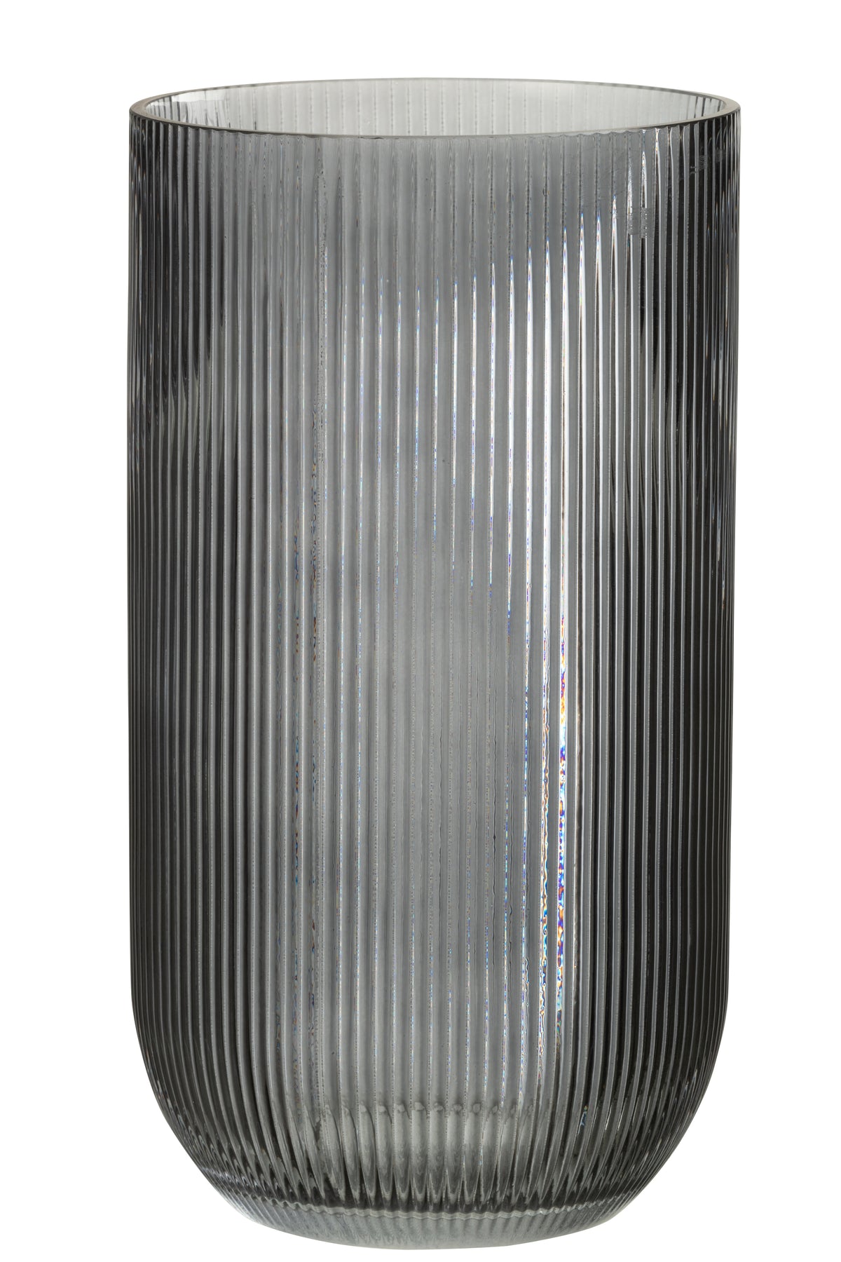 J-Line vaas Gestreept - glas - zwart - large