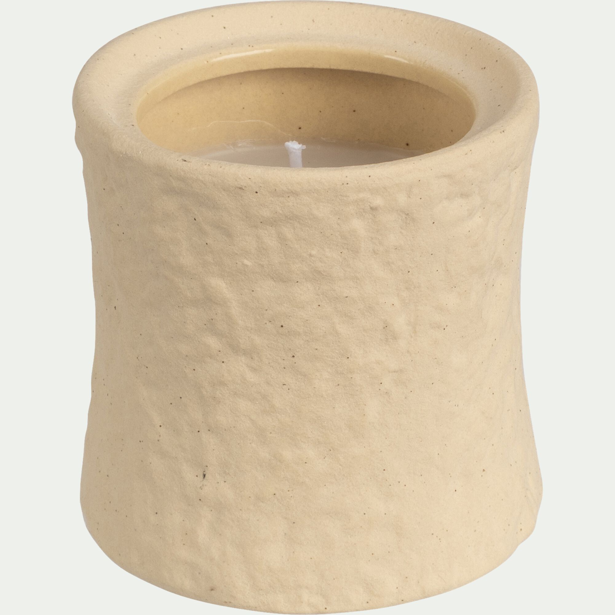 NAIA - Bougie déco en grès H11cm - rose sable