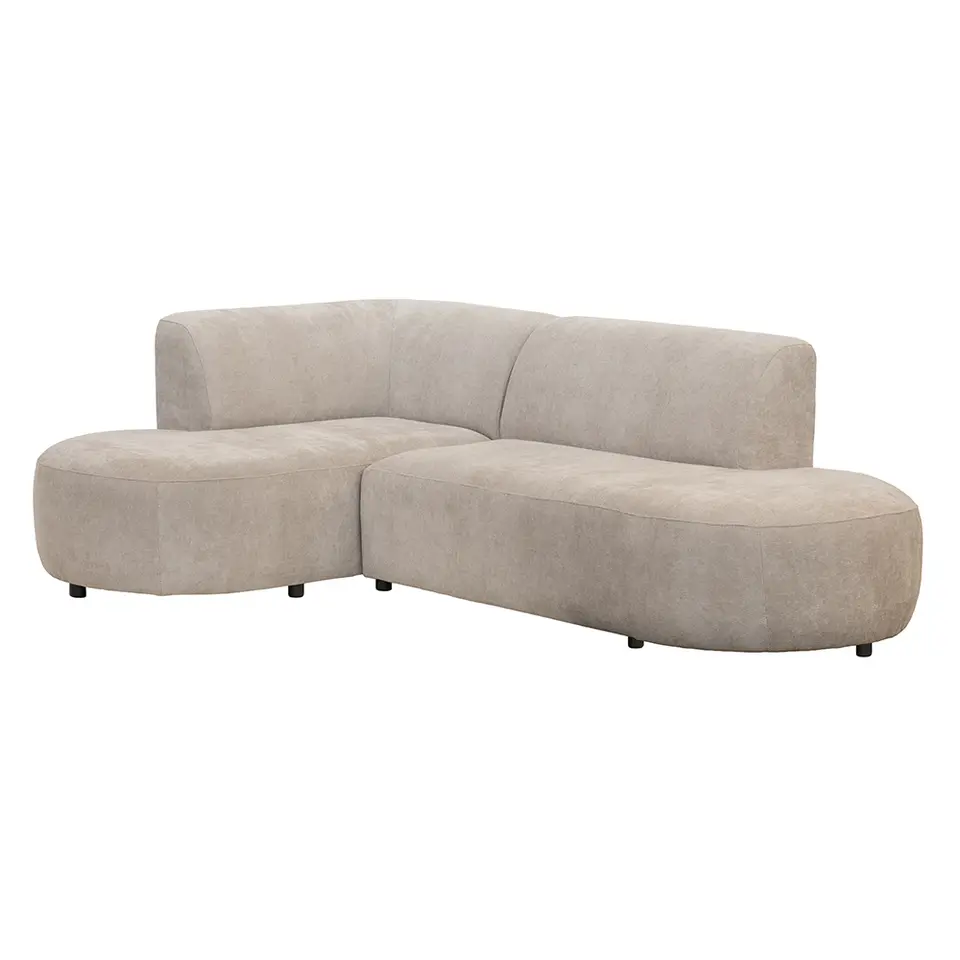 Hoekbank Luna links - stof Rebel - beige