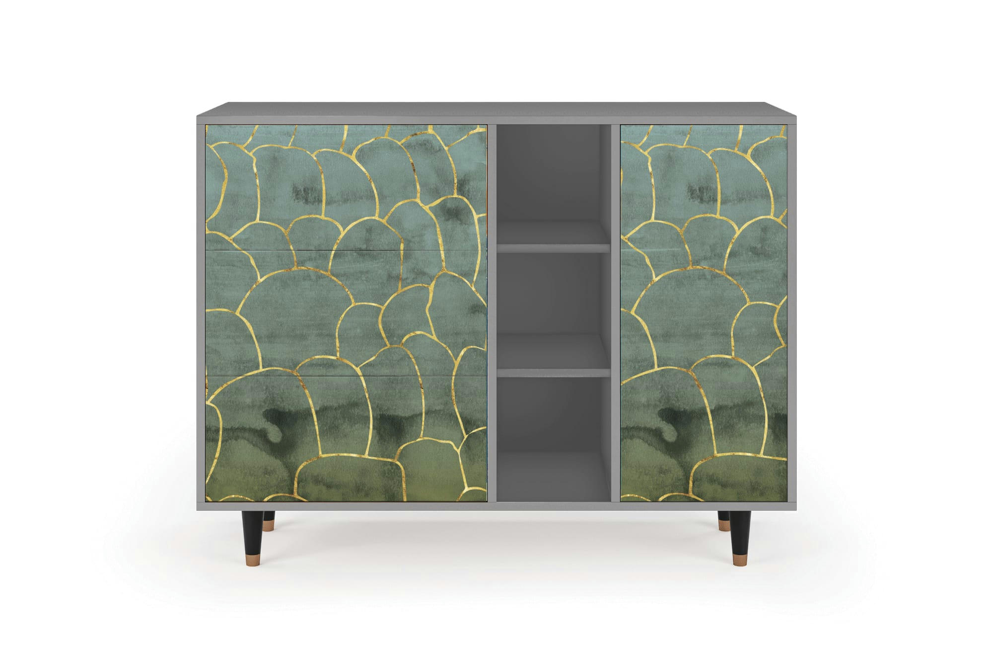 MAGNIFICENT WATER LILY - Buffet  bleu-vert 3 tiroirs et 1 porte L 125 cm