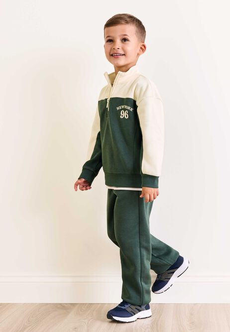 Younger Boys Dark Green Plain Joggers