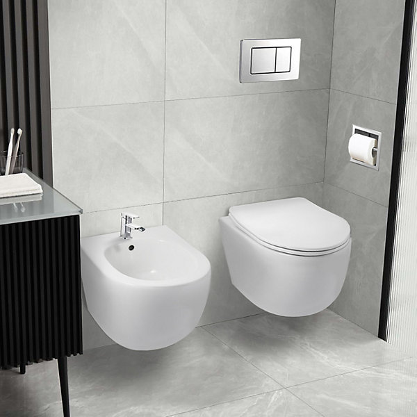 Balneo Bidet suspendu, sans bride bau, Ceramique, Blanc, ASOX