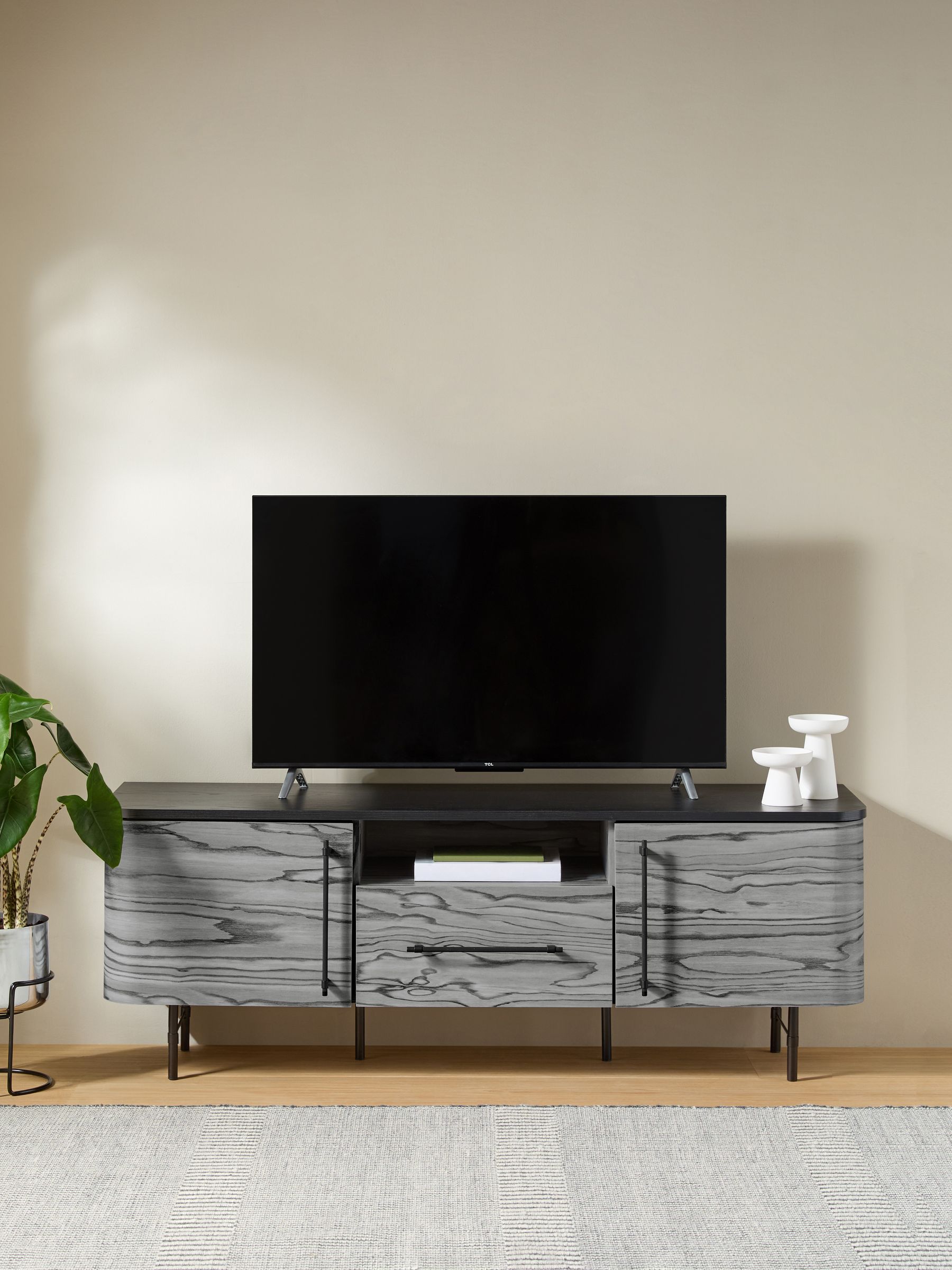 Zeke Wide Up to 58 Inch TV Unit in Grey Pine Effect