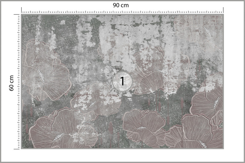 Fototapeta Do Salonu BETON Kwiaty Kamień 90x60cm