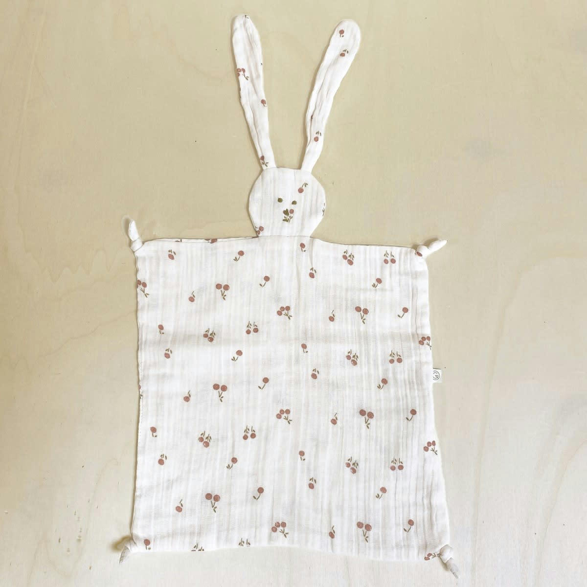 GREEN & KIDS - Doudou lapin en gaze de coton bio à motifs rose