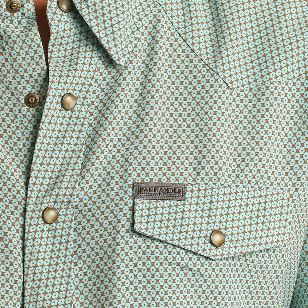 Мужская рубашка Panhandle с геометрическим принтом, коротким рукавом и застежкой на кнопках.