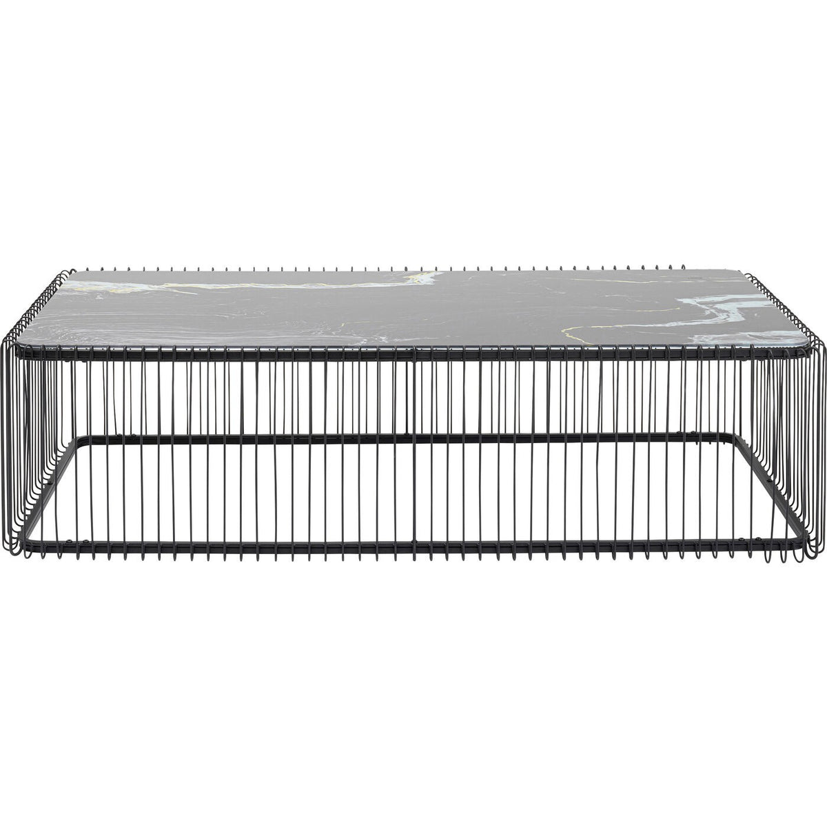 Kare Design Salontafel Wire zwart Marmer Glas 145x70cm