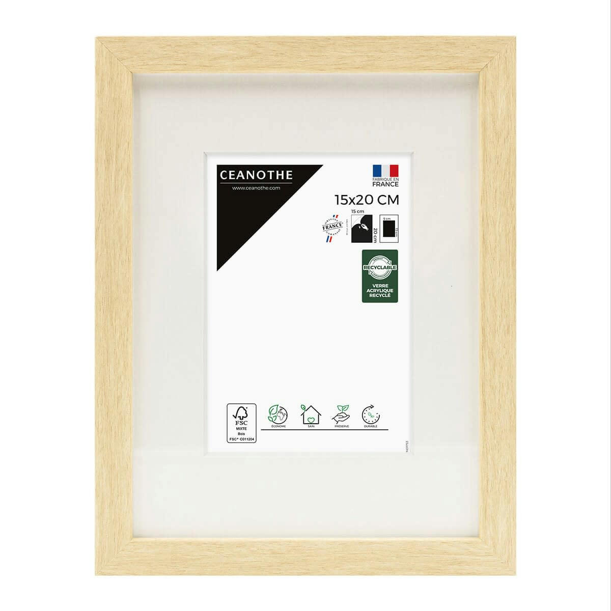 WILD - Cadre photo beige brut 15x20 cm avec passe-partout résine recyclée