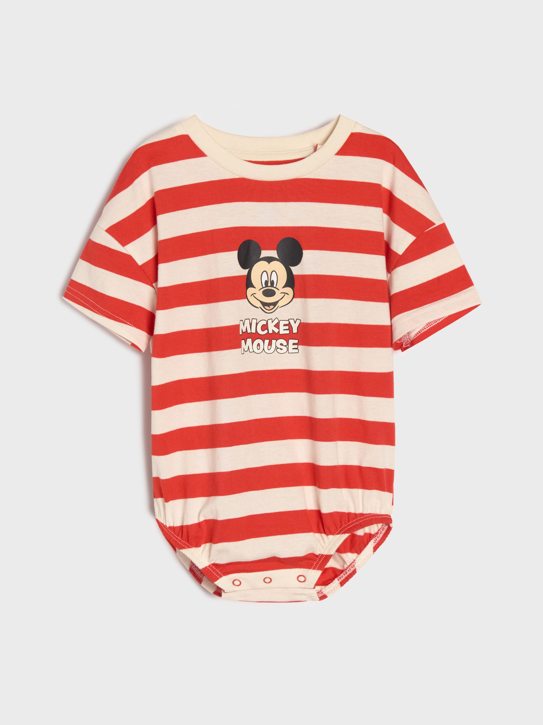 Bawełniane body w paski z nadrukiem Mickey Mouse