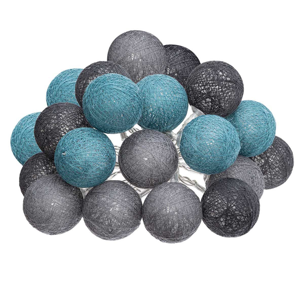 Grinalda 20 LED cinza e azul 435cm