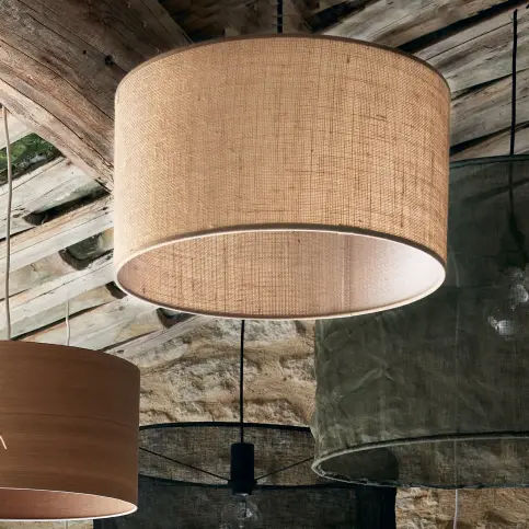 Abat-jour rond blanc rustique Light & Living Saverna