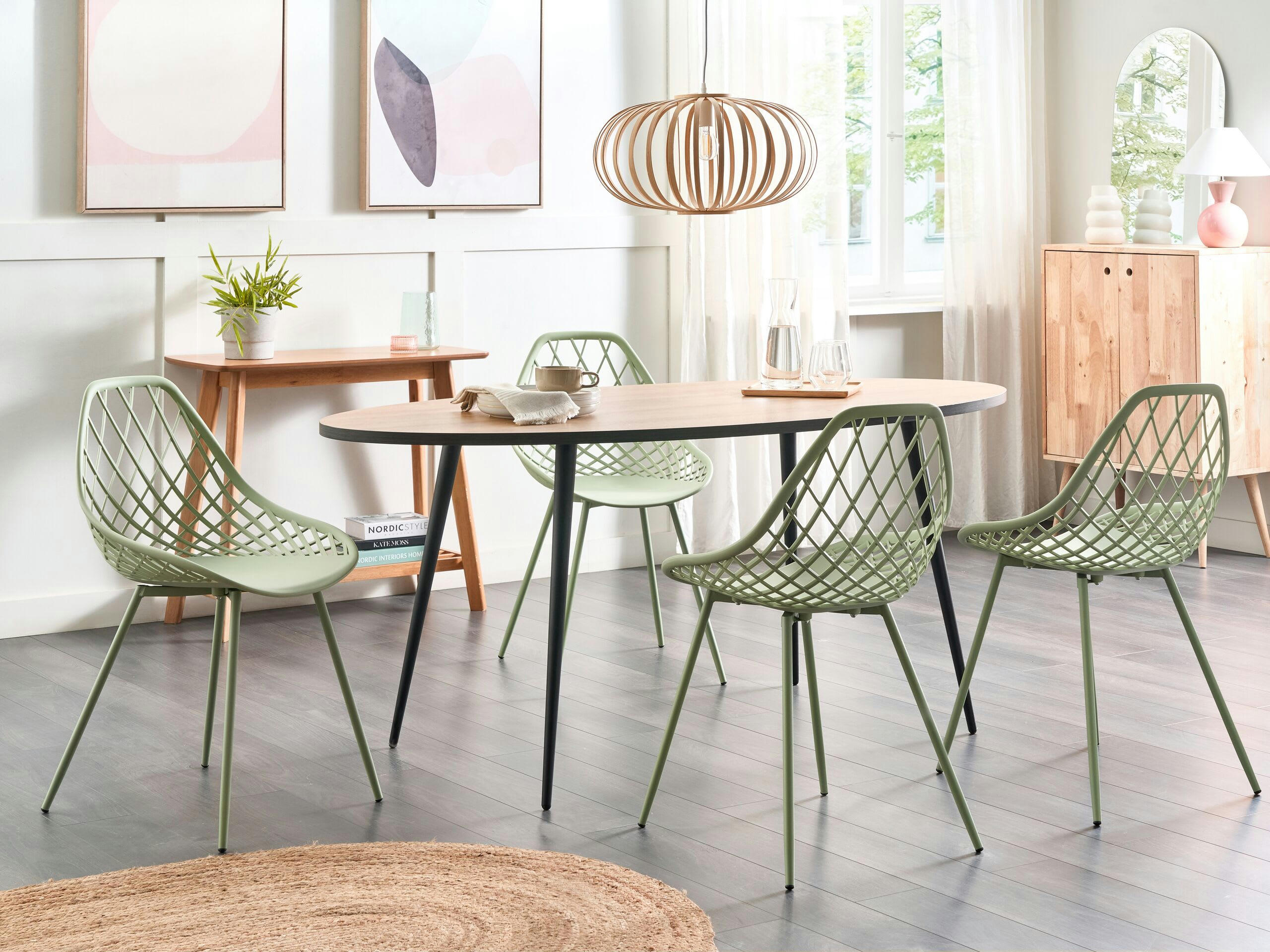 CANTON II - Lot de 2 chaises de salle à manger vertes