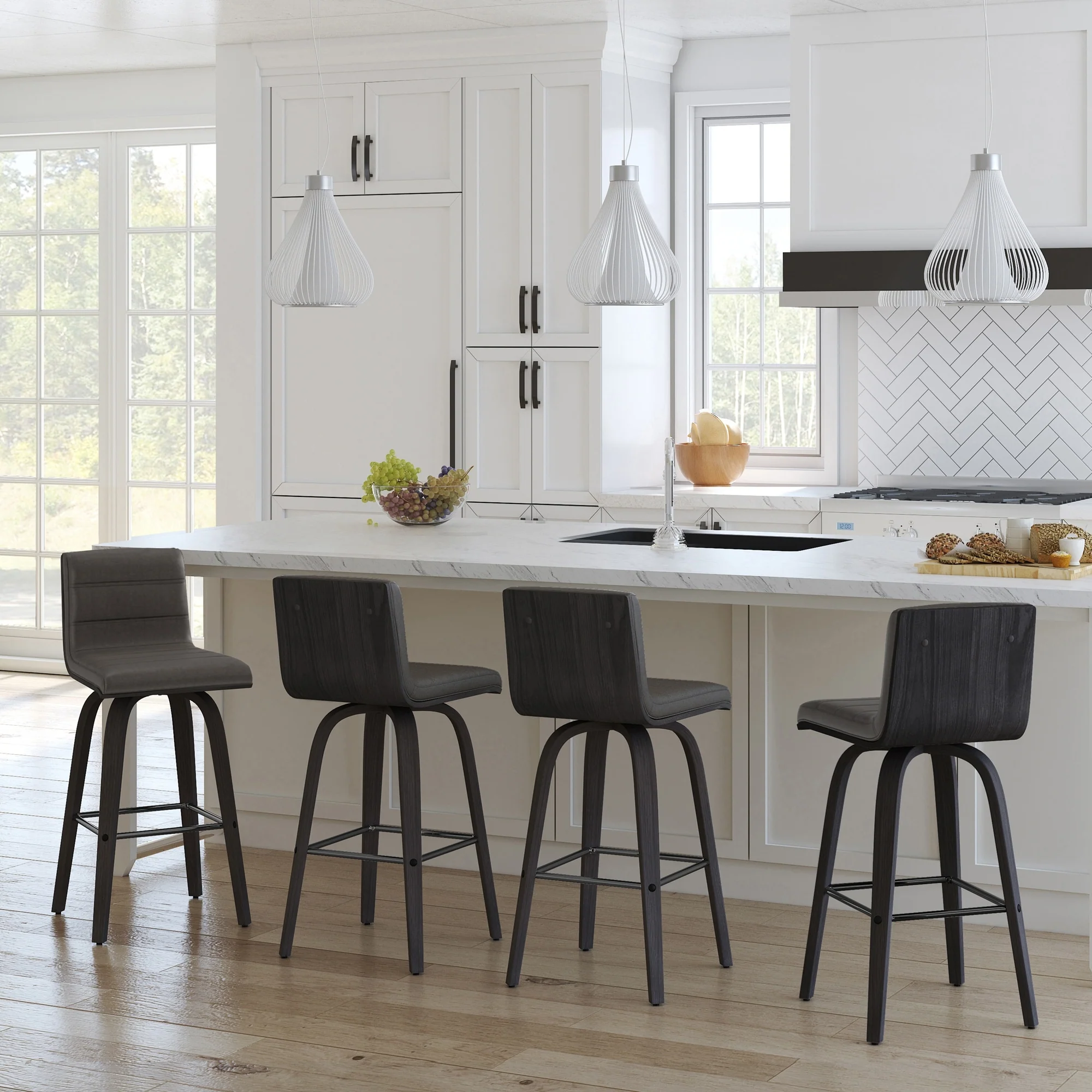 Carson Carrington Ullfors Grey and Black Faux Leather Swivel 26-inch Counter Stool