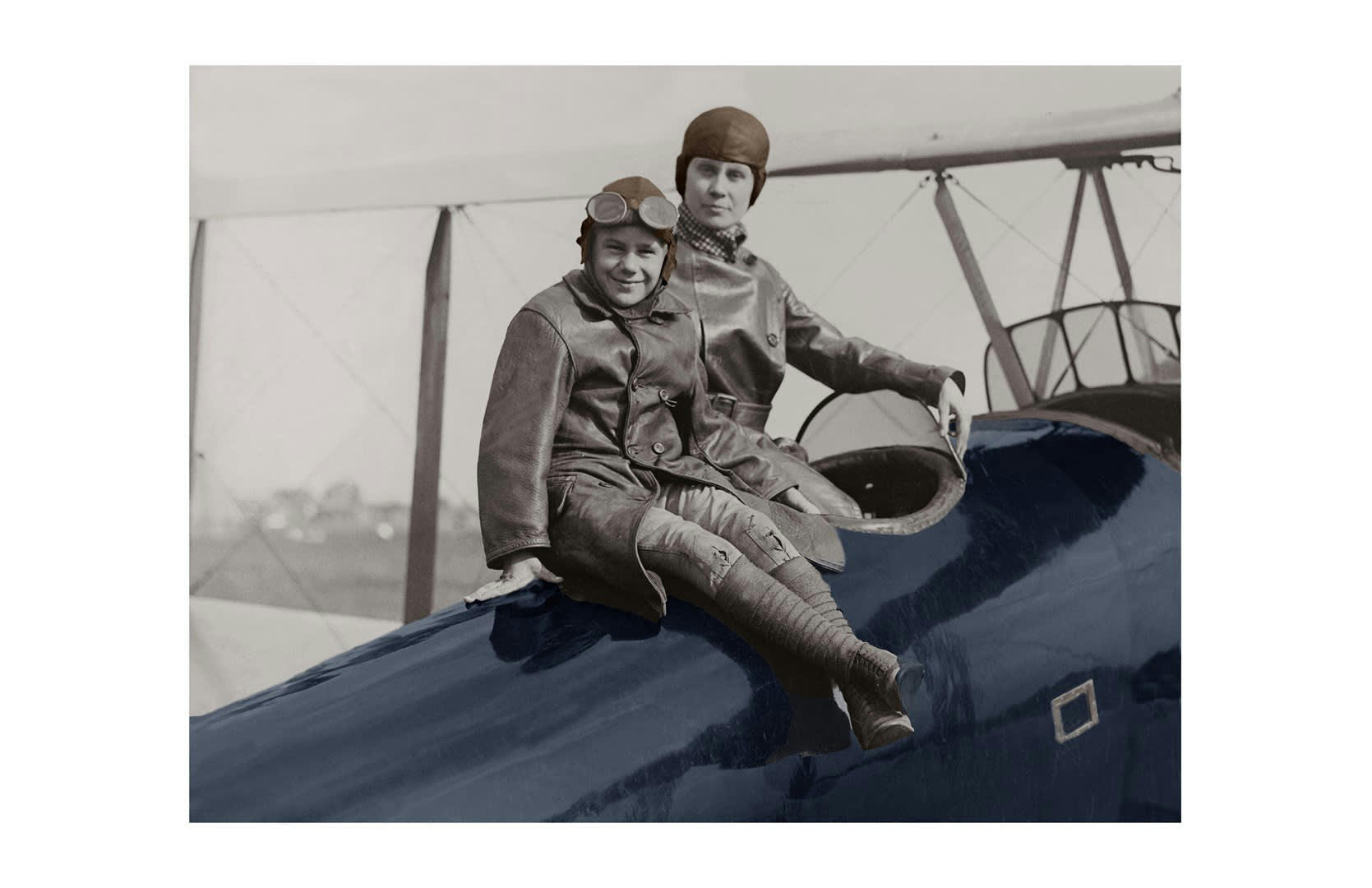 KELEPOQ COULEUR - Photo ancienne couleur avion n°04 cadre noir 70x105cm
