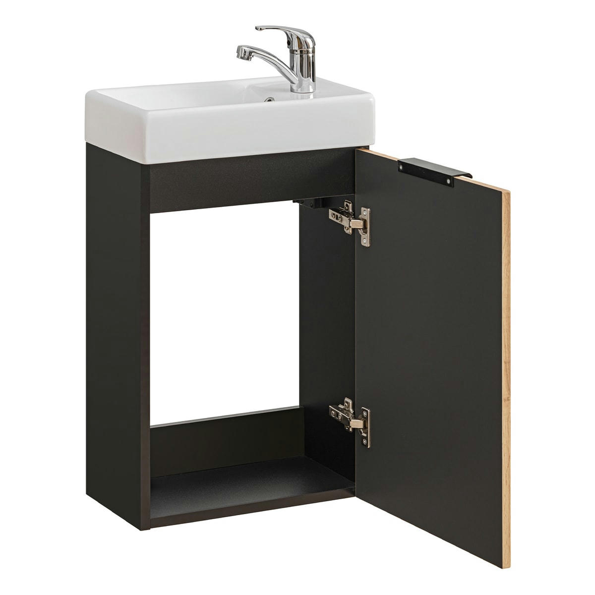 - Meuble lave-mains 40cm 1 porte naturel et noir