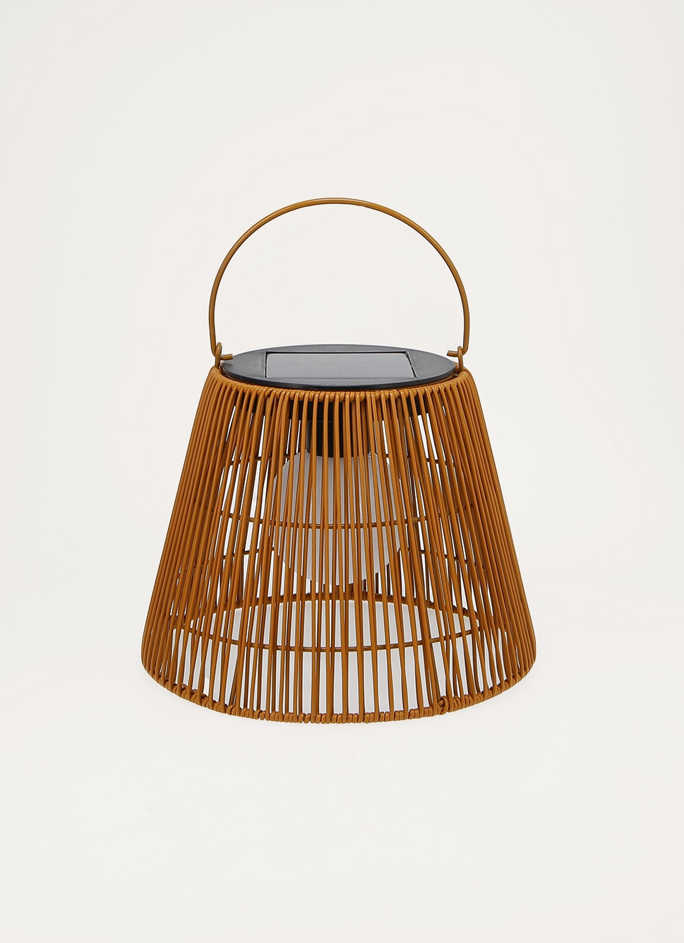 LANTERNE SOLAIRE EN RÉSINE TRESSÉE MARRON