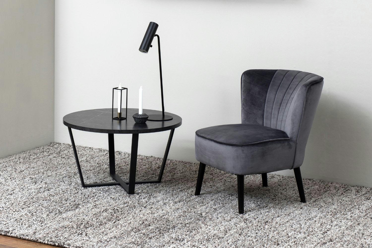 HARLEM - Table basse ronde effet marbre noir