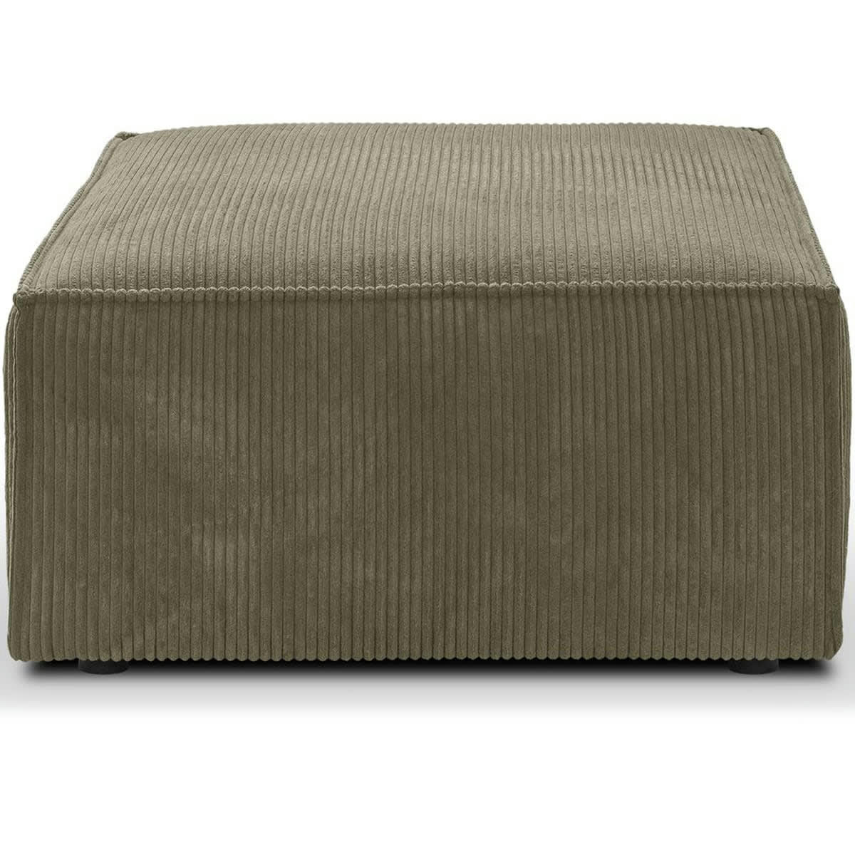 HARPER - Pouf en velours côtelé vert kaki