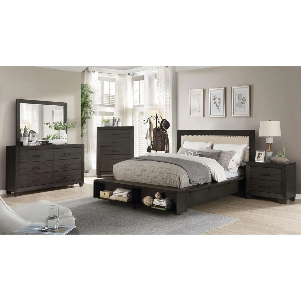 Furniture of America Noga 3-piece Bed with Nightstand and Dresser Set