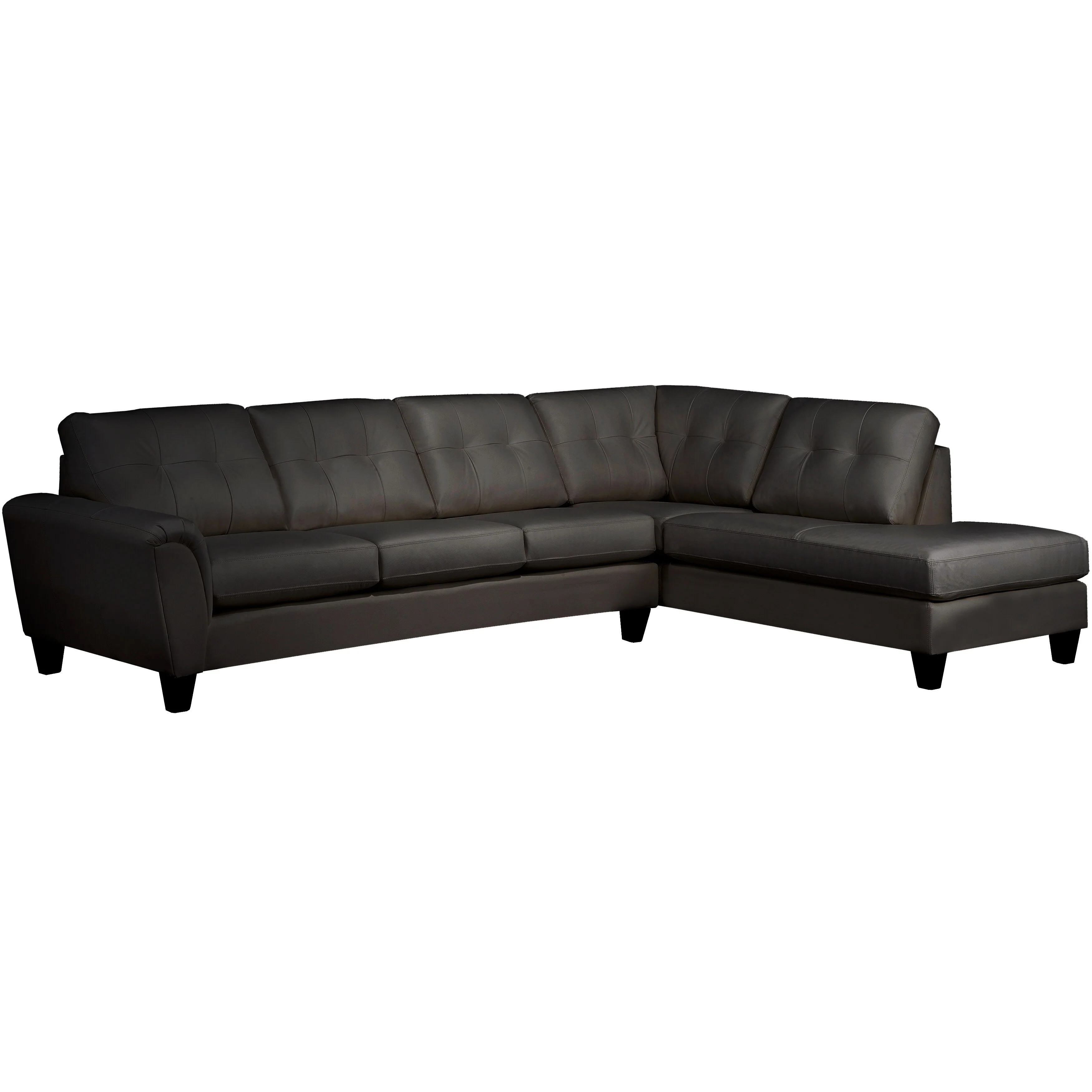 Tory Top Grain Leather Tufted Left/ Right-facing Sectional Sofa
