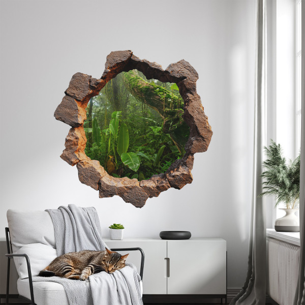Naklejka dziura 3D wodne skały efekt dziury w ścianie 60x60