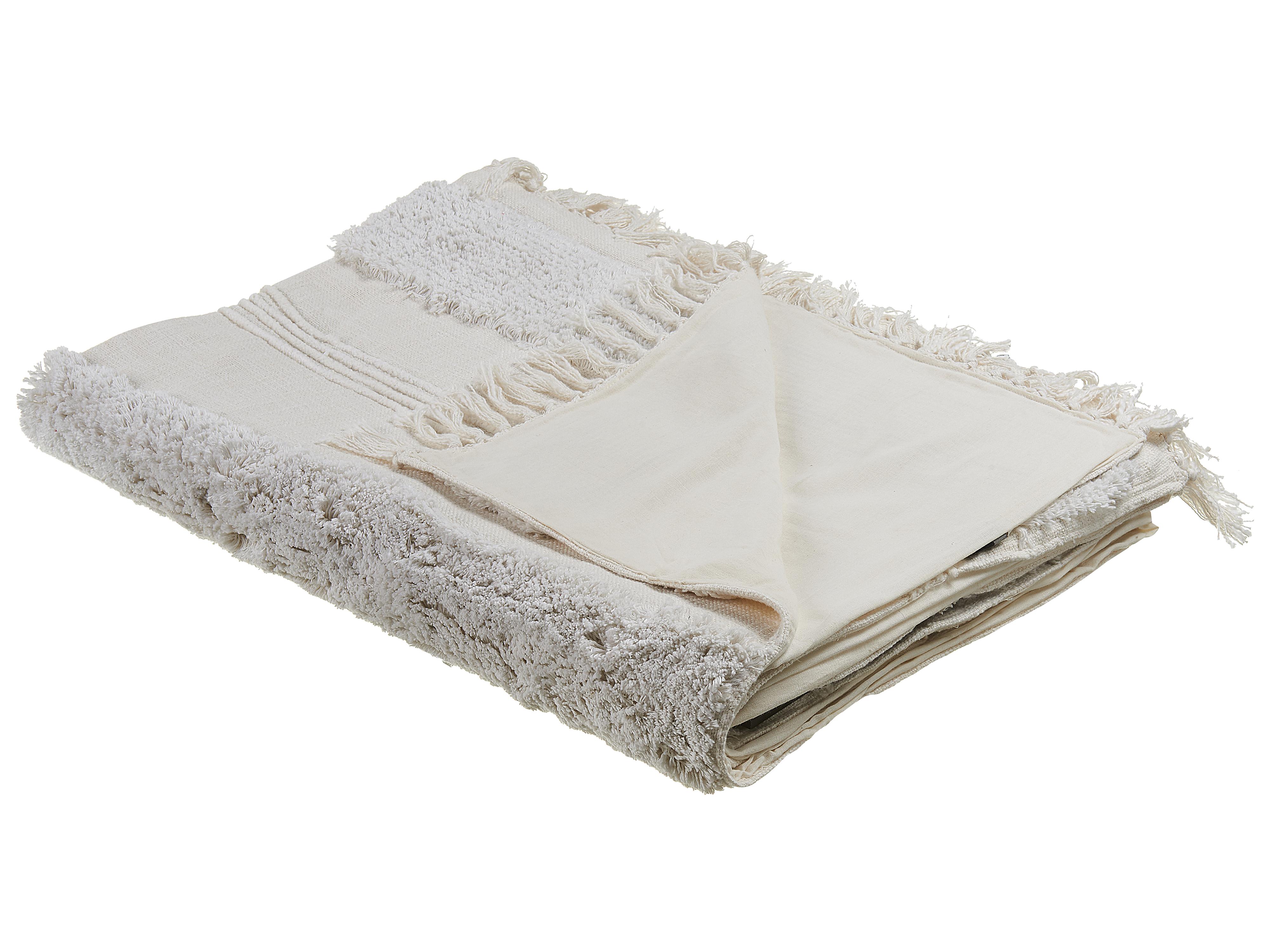 Blanket RAEBARELI Cotton 130 x 180 cm Light Beige
