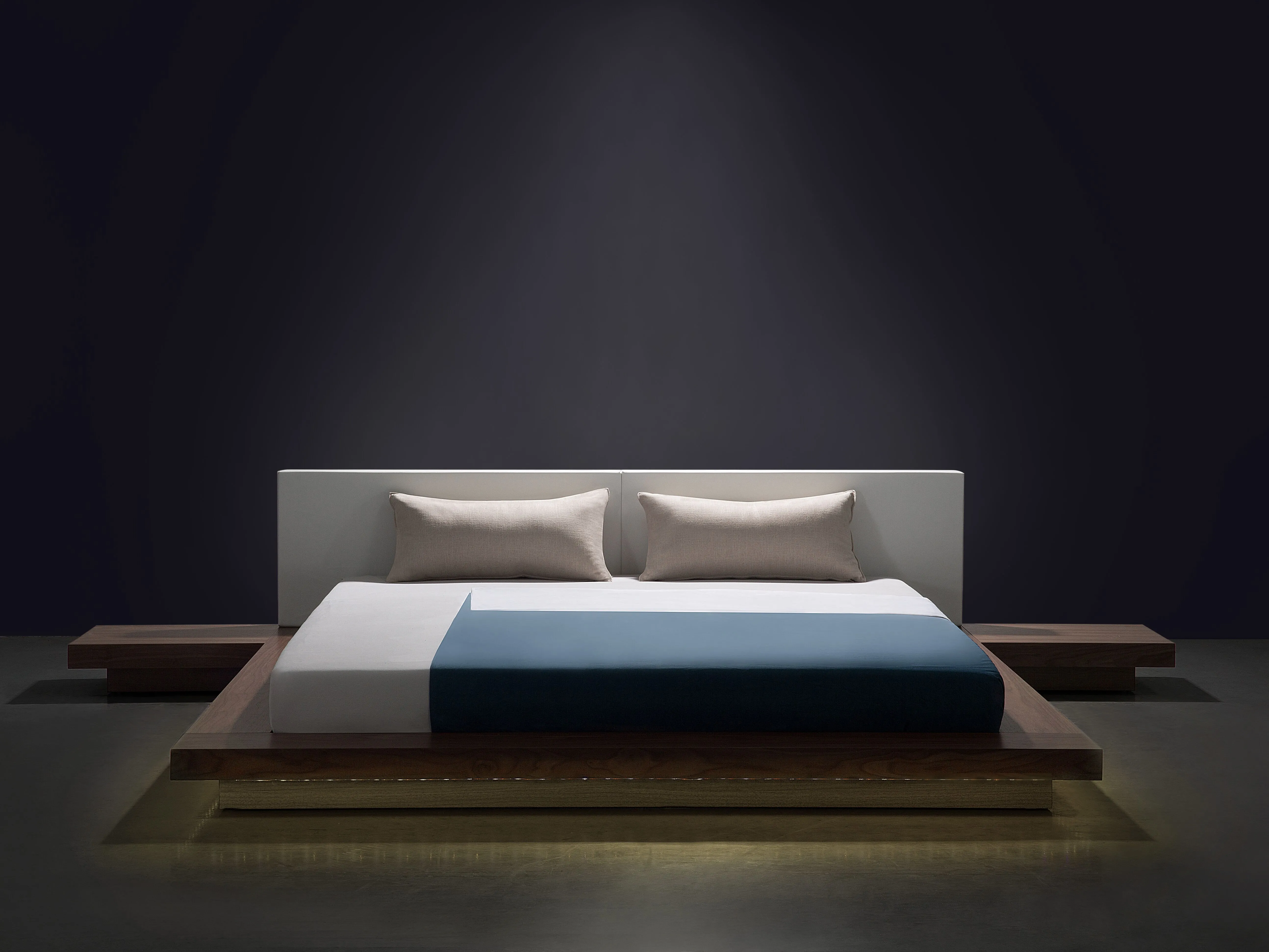 Bed with LED ZEN 180 x 200 cm (EU Super King) Brown Ash Wood