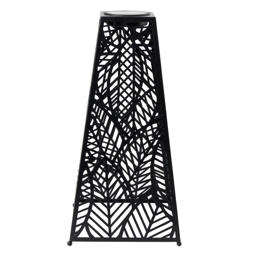 Lanterne solaire à poser métal ajouré noir 25x25xH50cm