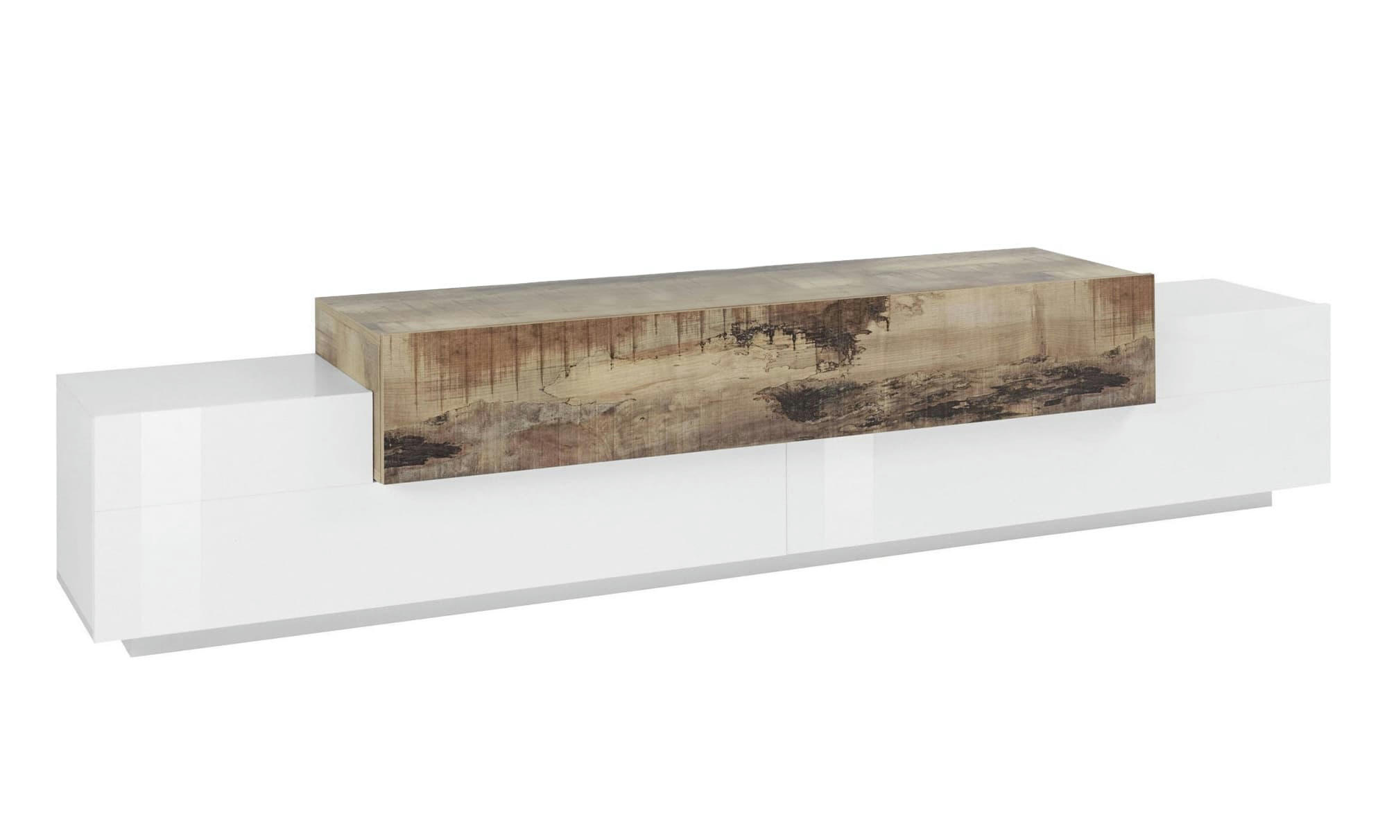 - Meuble tv de salon effet bois blanc