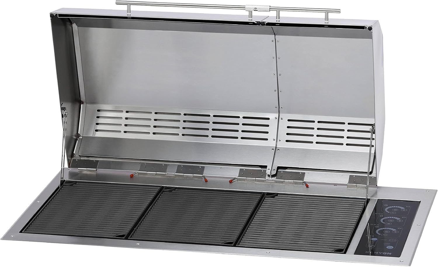Kenyon The Big American Grill, Electric Grill With 3 Burners And 2 Piece Lid, Stainless Steel Body, Rust-Proof Grill With IntelliKEN Touch Control, UL-Approved For Indoor And Outdoor Use, 240V