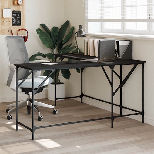 NNEVL Desk Black 149x149x75 cm Engineered Wood