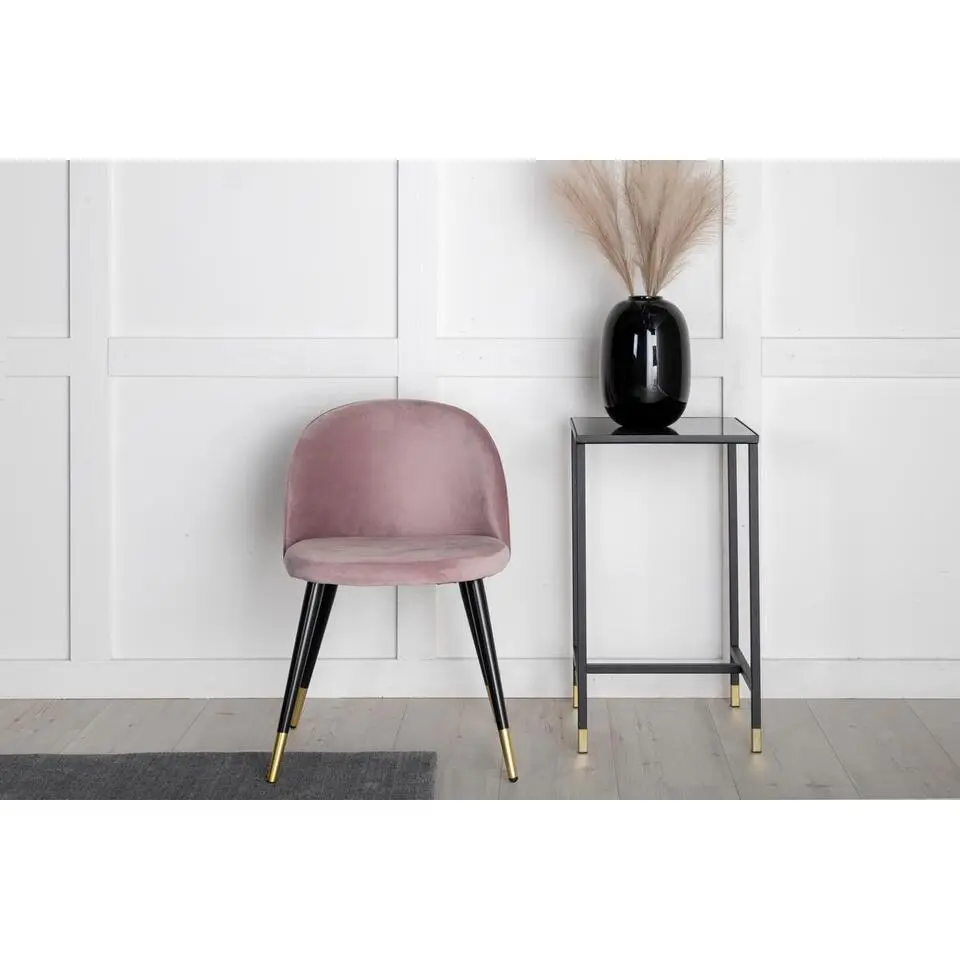 Svea - Zako eetkamerstoel - gouden poot - velvet - roze