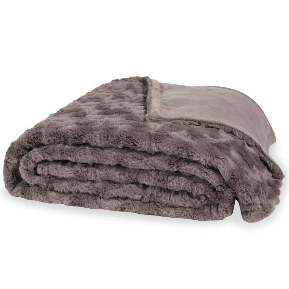 Camann - Plaid imitation fourrure grise 150x200