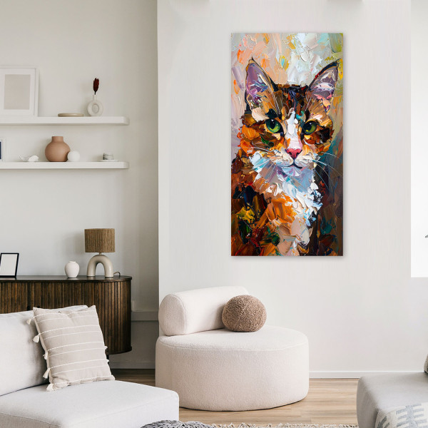 Obraz na płótnie do pokoju dziecka salonu, Abstrakcja Kolorowy Kot 40x80