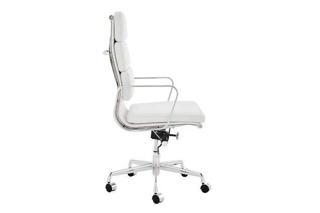 NNEKGE Replica Eames Group StandardPadded High Back Office Chair (White Leather)
