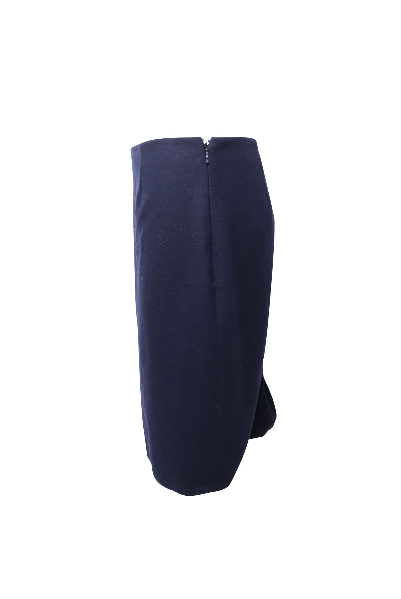 Carolina Herrera Preloved Pencil Midi Skirt Blue Wool