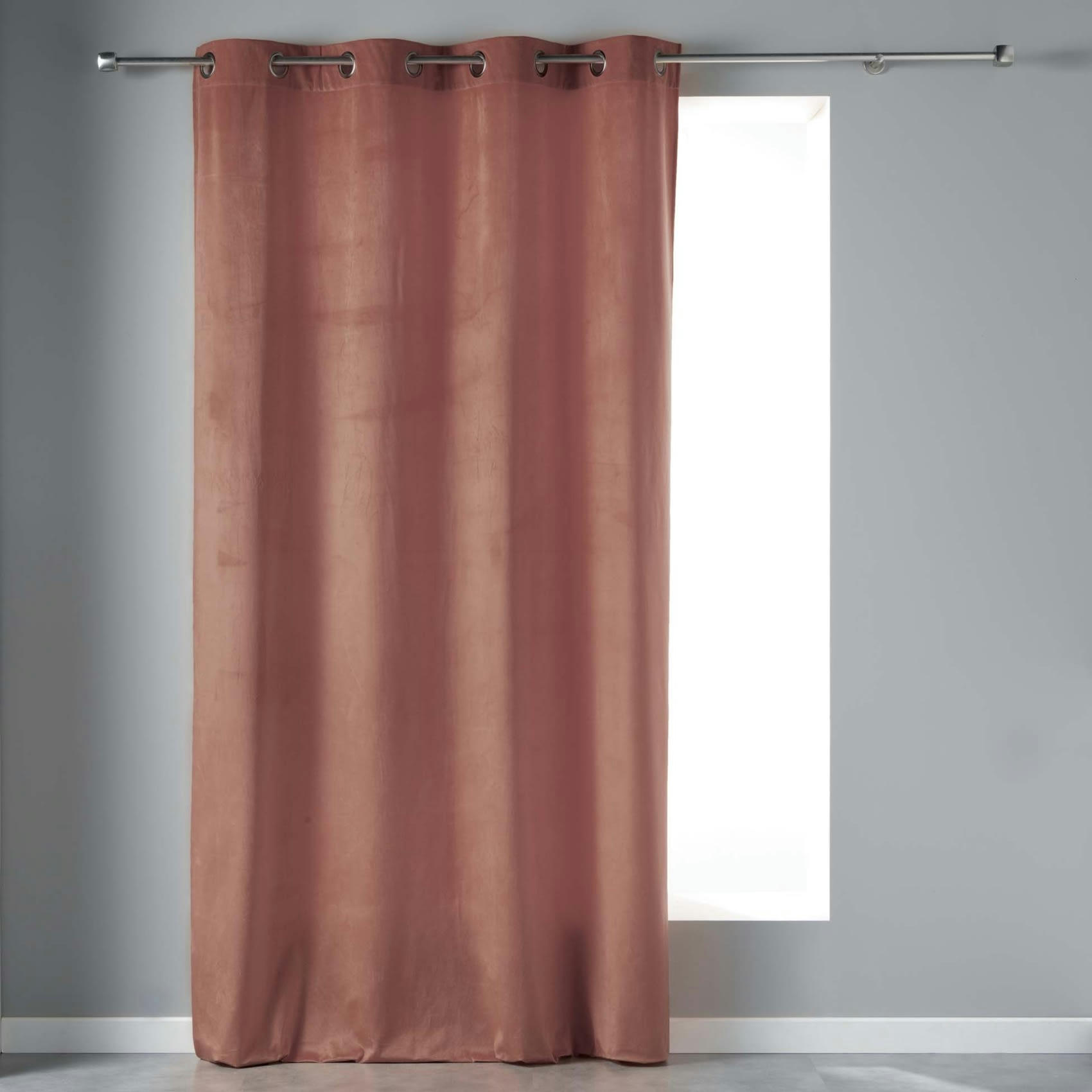 - Rideau tamisant en velours ras rose clair 140x240 cm
