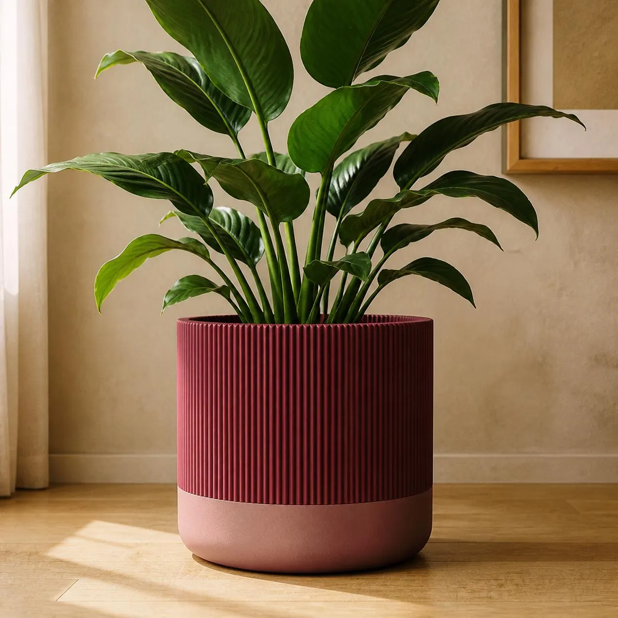 Strata Grande | Beautiful Planter | 3D Printed Fluted Two Tone Plant Pot | Modern Indoor Decor