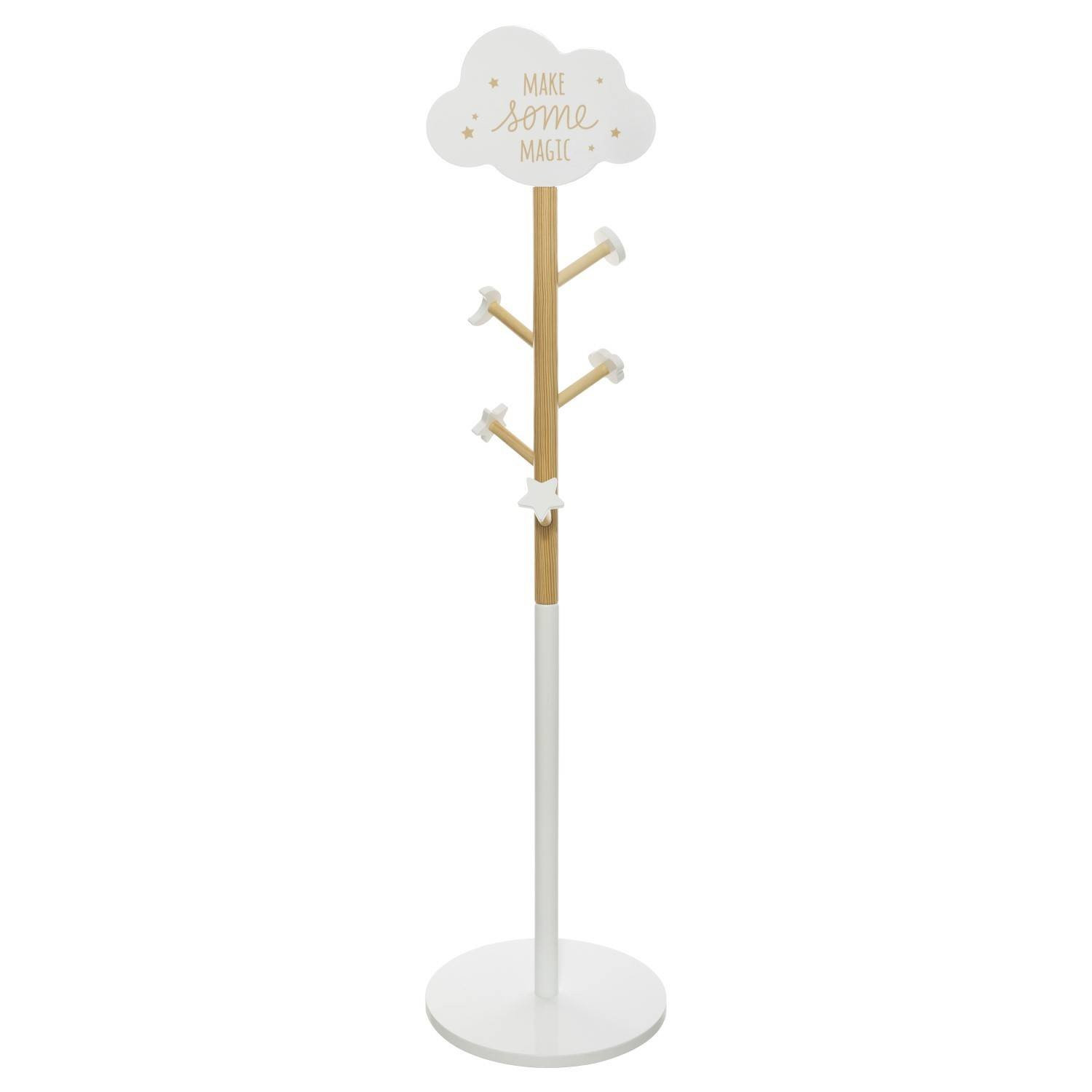Wieszak na ubrania dla dziecka, MDF, 135,5 cm, z chmurką