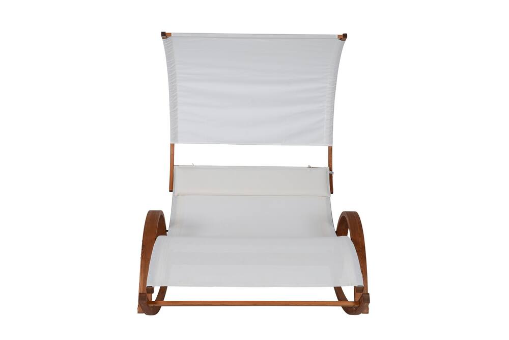Blue Wave Wood Frame Dual Rocking Lounger With Canopy