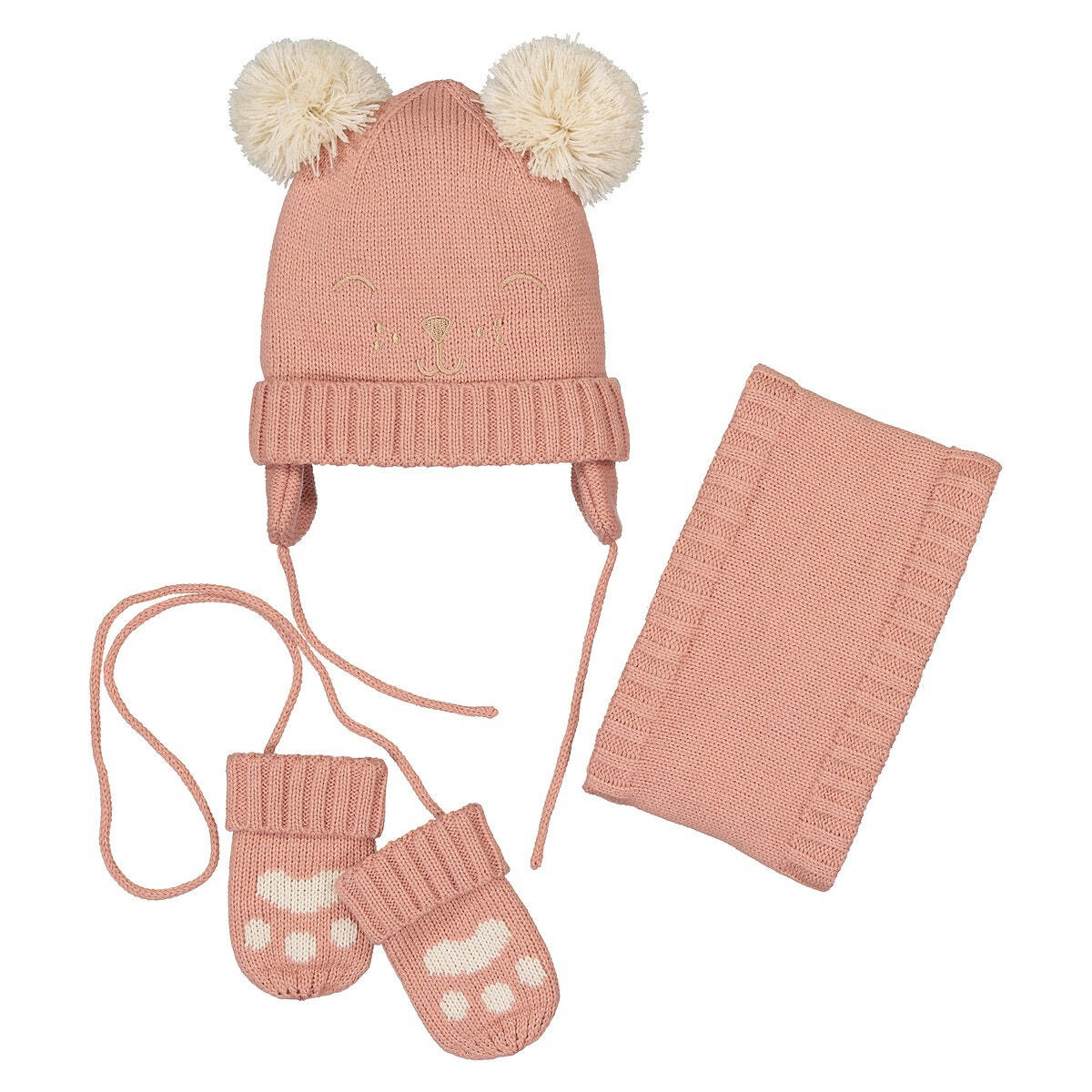 Ensemble bonnet + snood + moufles