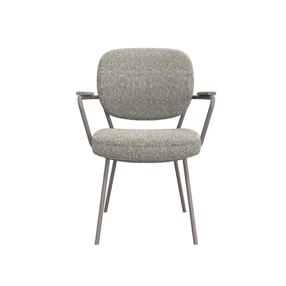 LABEL51 Eetkamerstoel Lausanne - Truffel grijs - Boucle - set van 2