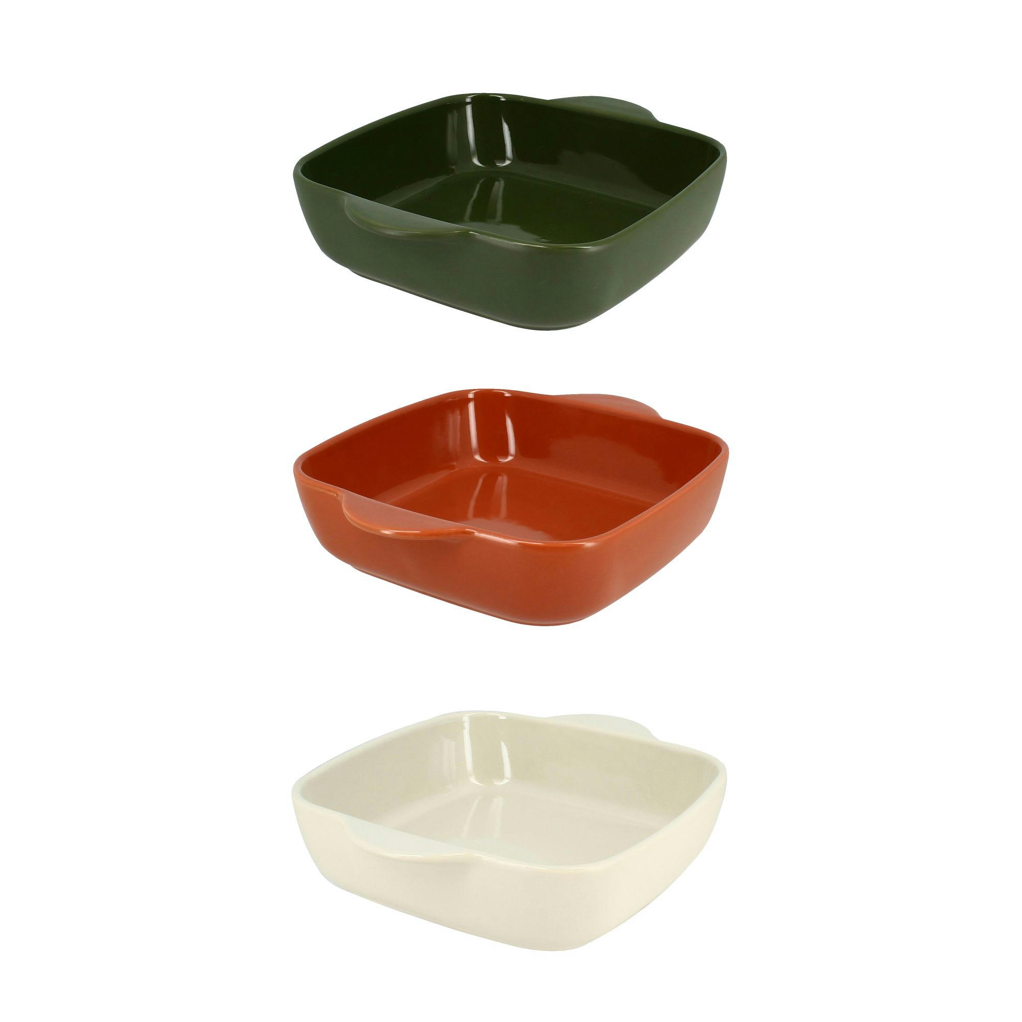 OCTAVE - Lot de 3 plats rectangulaire en grès terracotta