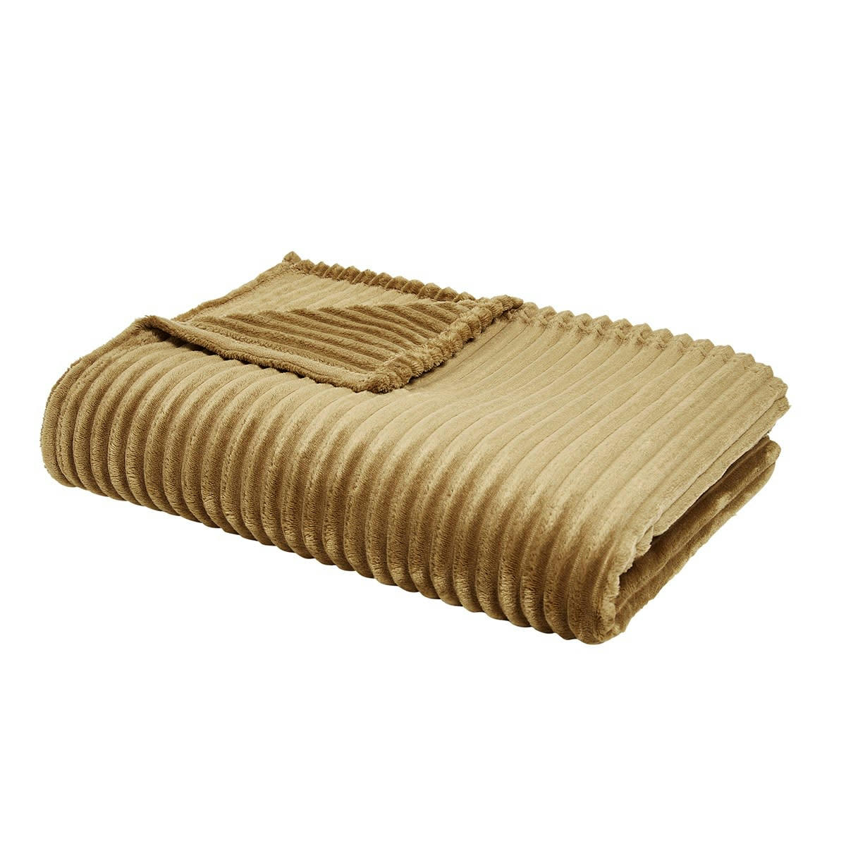 ESSENTIAL - Plaid cotelé uni en Polyester Bronze 150X200 cm