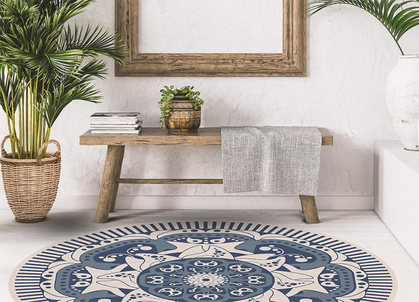 Wewnętrzny dywan winylowy - Kwiecista mandala 50 cm