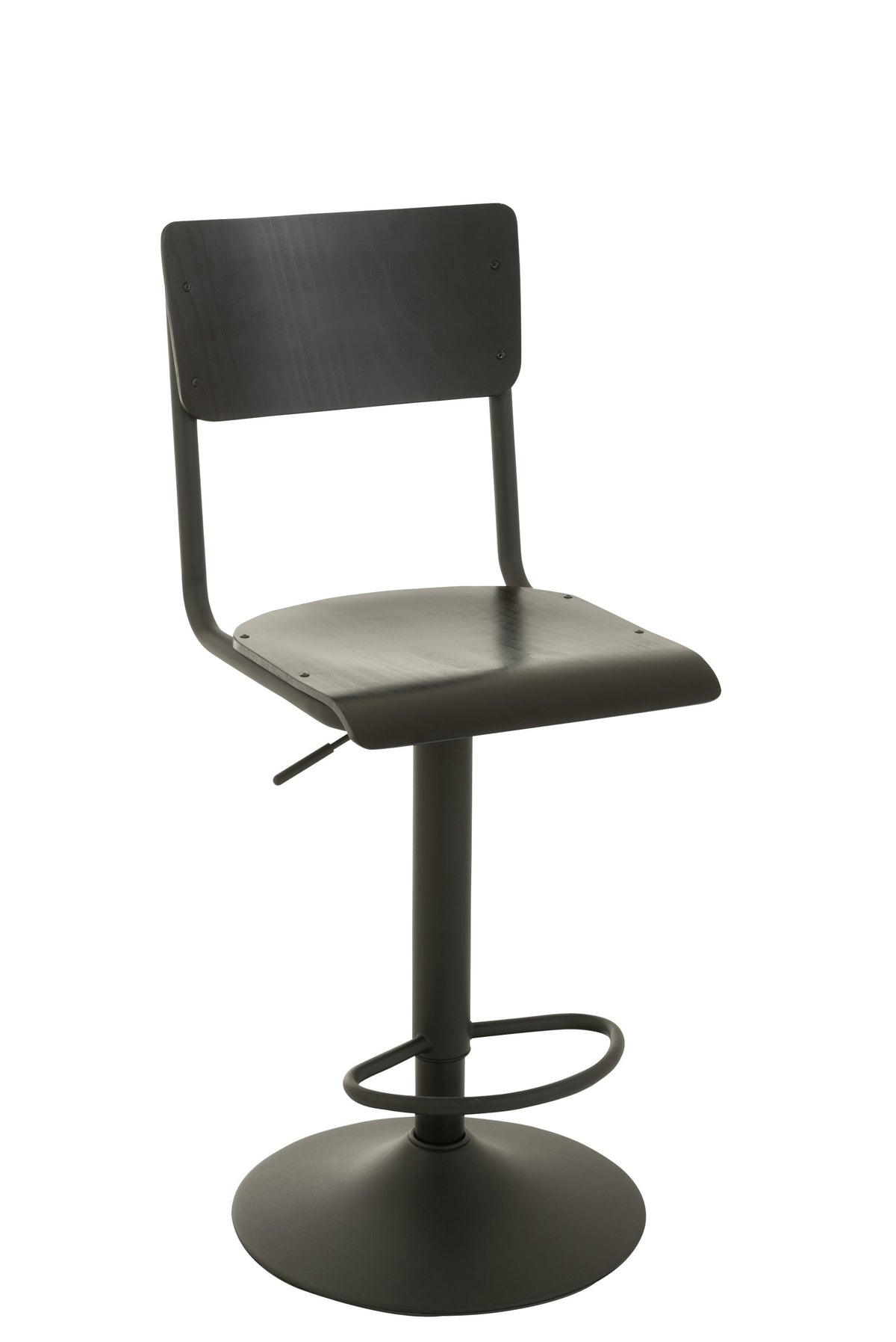 J-Line barstoel - hout/metaal - zwart - 2 stuks