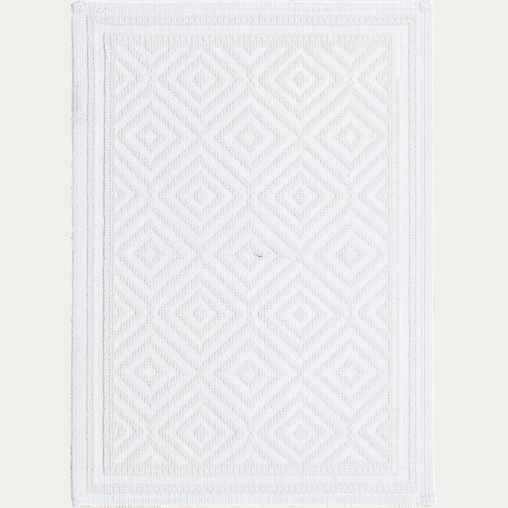 SADOU - Tapis de bain en coton jacquard - l50xL70cm blanc ventoux
