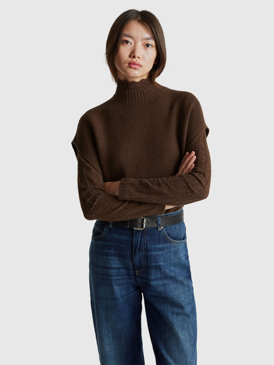 Turtleneck vest in wool blend