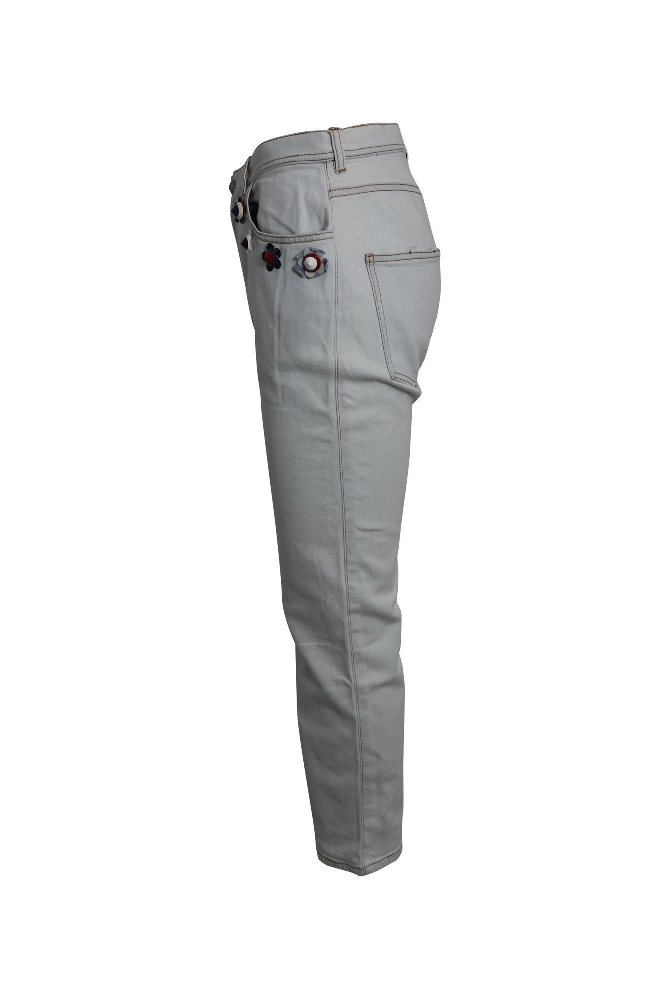 Fendi Preloved Flowerland Jeans in Light Blue Cotton Denim